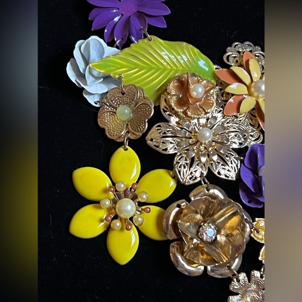 Multi Floral Statement Necklace - image 6